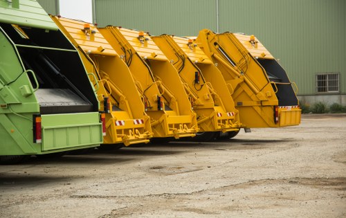 Clean and organized construction site with a hired skip